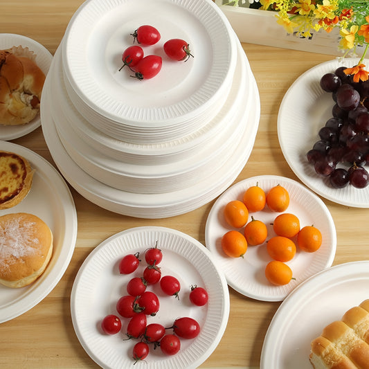 50pcs Disposable Plates for Home & Restaurant 15-22cm Biodegradable