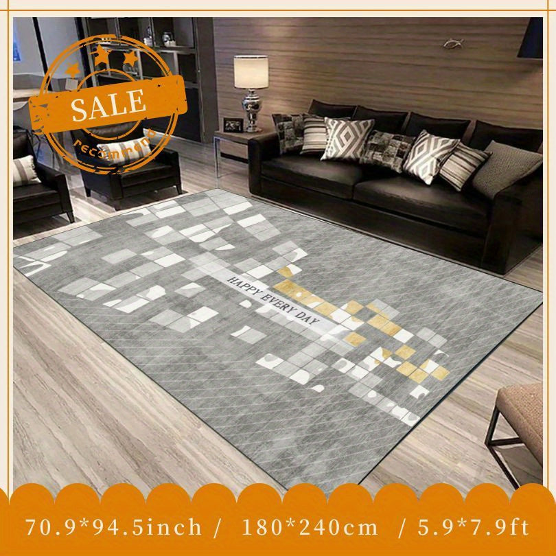 Geometric Faux Cashmere Area Rug Abstract Soft Modern Fluffy Micorfiber Mat