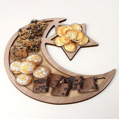 Stars and Moon Wooden Ornaments for Ramadan and Eid Al Fitr Dessert Tray