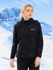 Women's Camo Outdoor Jacket with Fleece Lining for Hiking Skiing