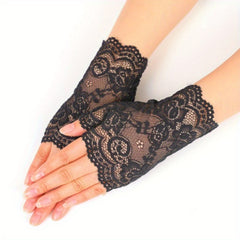 Women's Lace Driving Gloves Breathable & Half Finger Gloves