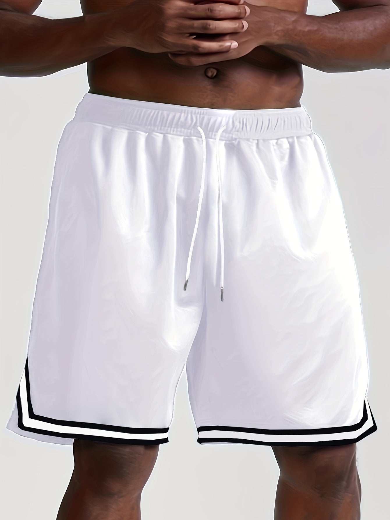 Quick Dry Men's Elastic Waist Drawstring Shorts for Summer Gym