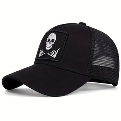 Unisex Sunshade Skull Head Embroidery Baseball Cap