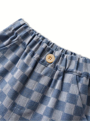 Plaid Print Boys Creative Shorts Casual Quick Dry Stretchable Summer Outdoor