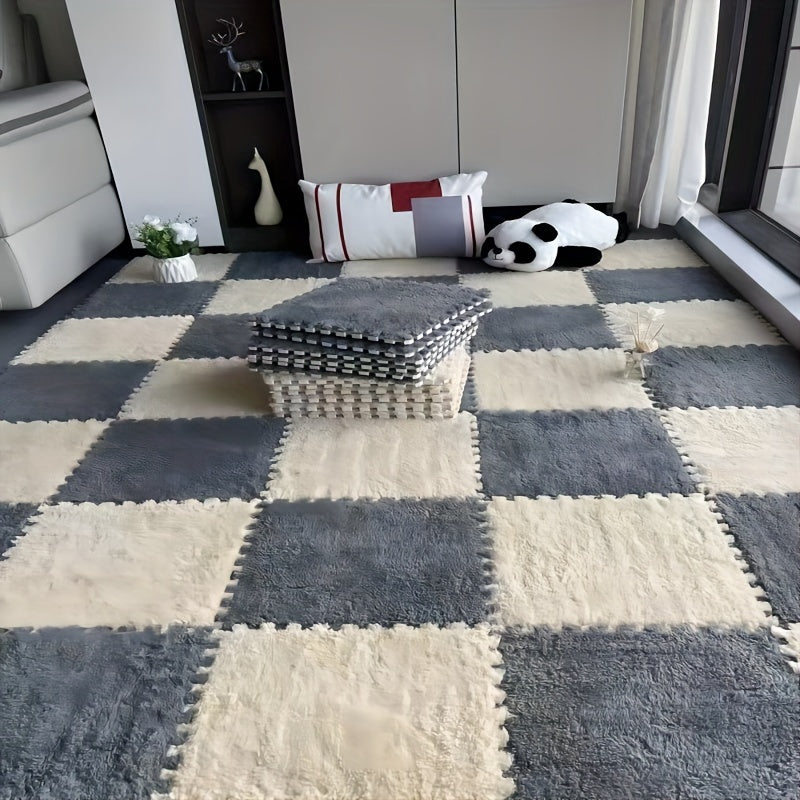 Plush Puzzle Foam Floor Mat Set - 12 Pieces