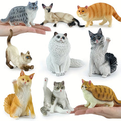 Mini Hand Painted Pet Cats Plastic Figurines Set Birthday Gift