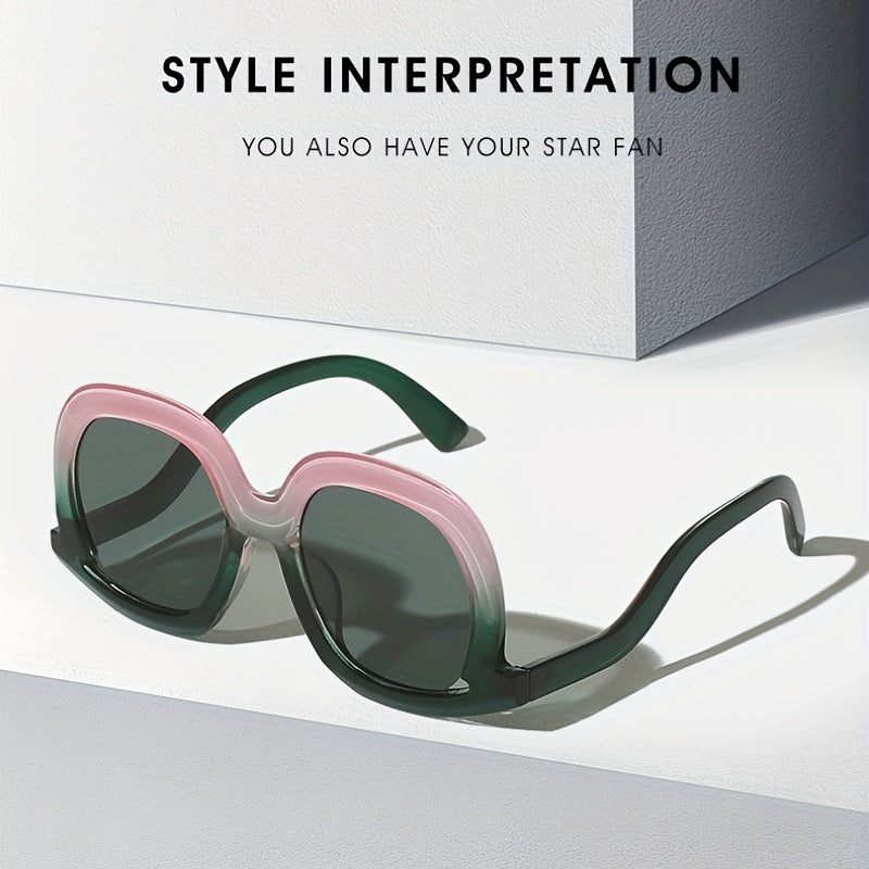Y2K Oval Block Sunglasses Large Gradient UV400
