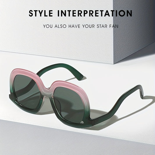 Y2K Oval Block Sunglasses Large Gradient UV400