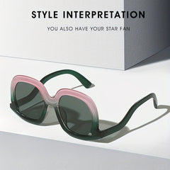 Y2K Oval Block Sunglasses Large Gradient UV400