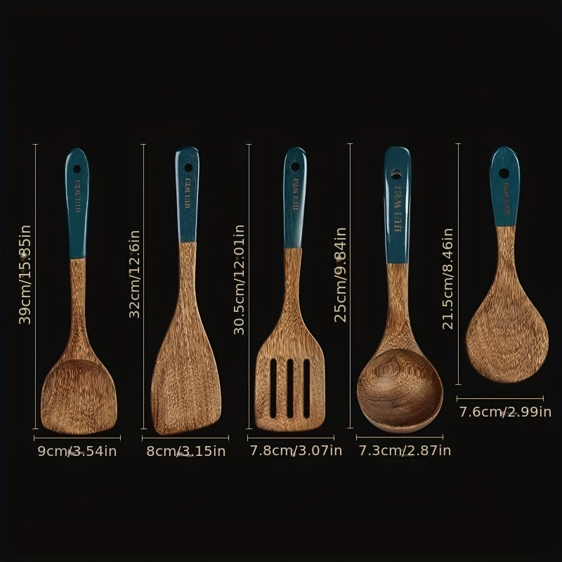 Wooden Utensil Set Kitchen Tools Non Stick Cooking Turner Spatula Spoon
