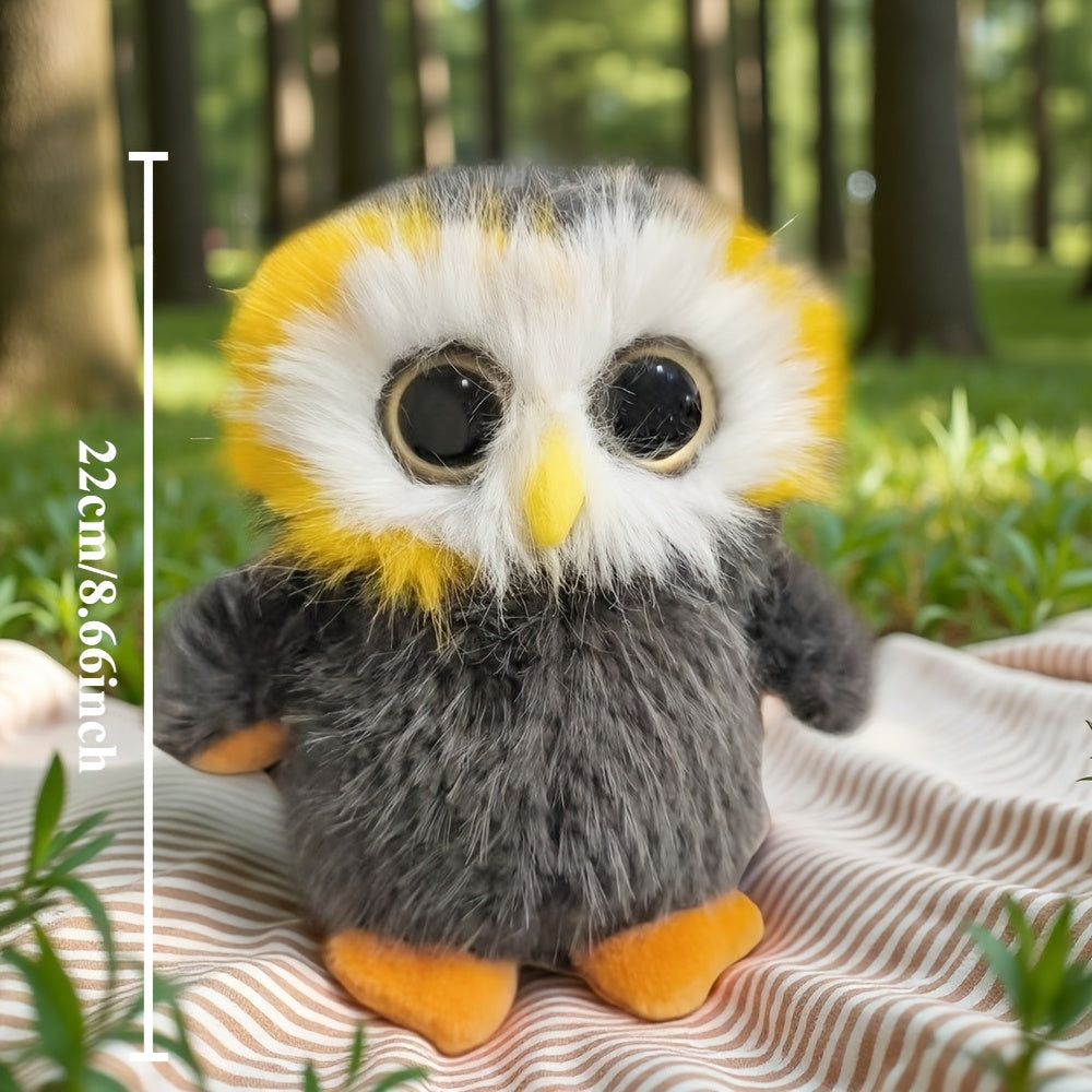 Owl Plush Doll with Expressive Eyes and Fluffy Feathers