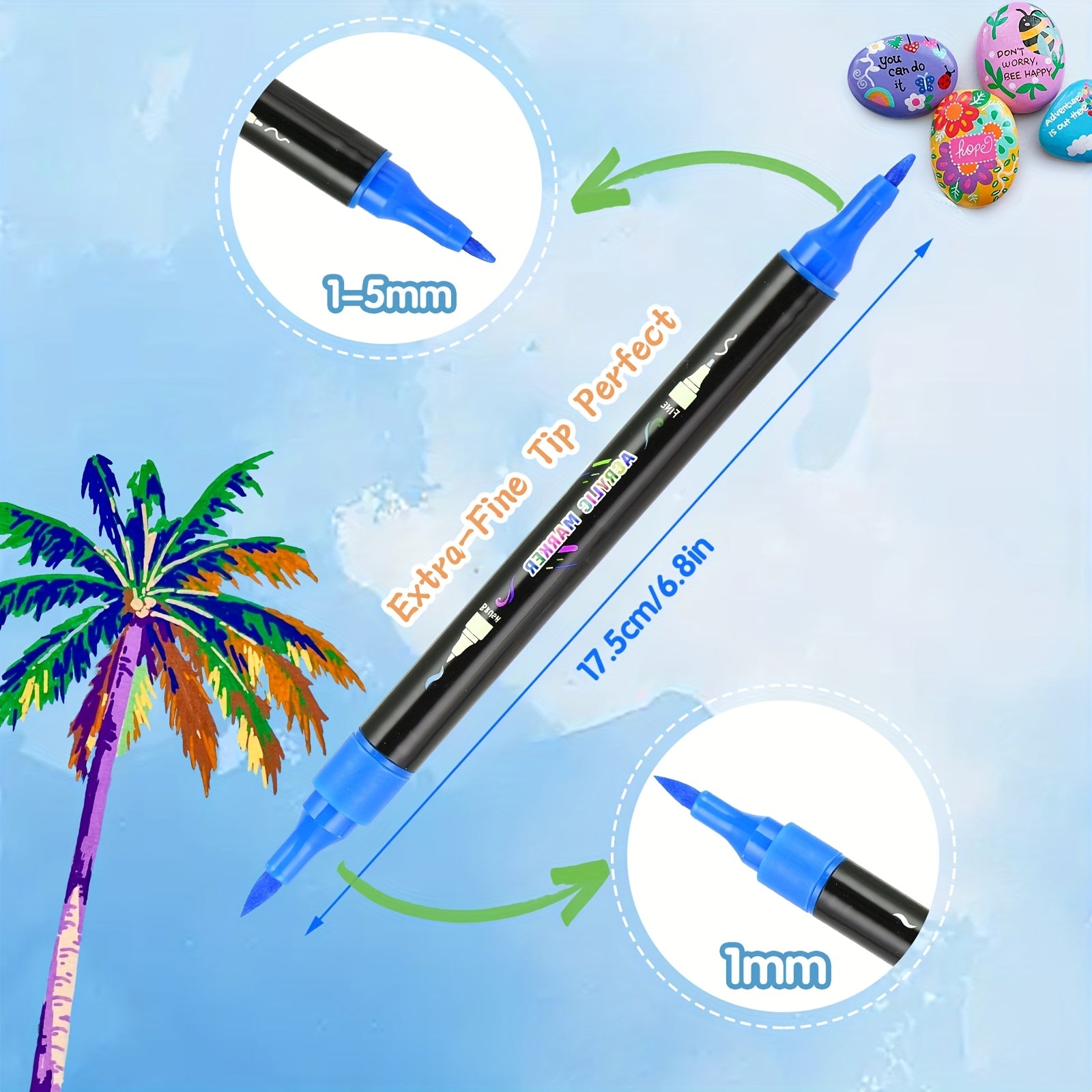 Acrylic Paint Markers Dual Tip Pens for Adults Eggs Wood Rock Plastic