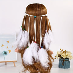 Boho Feather Tassel Headband Seaside Vacation Hair Accessory