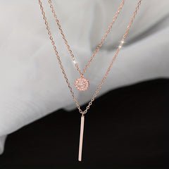 Geometric Shape Rhinestone Double Layer Necklace