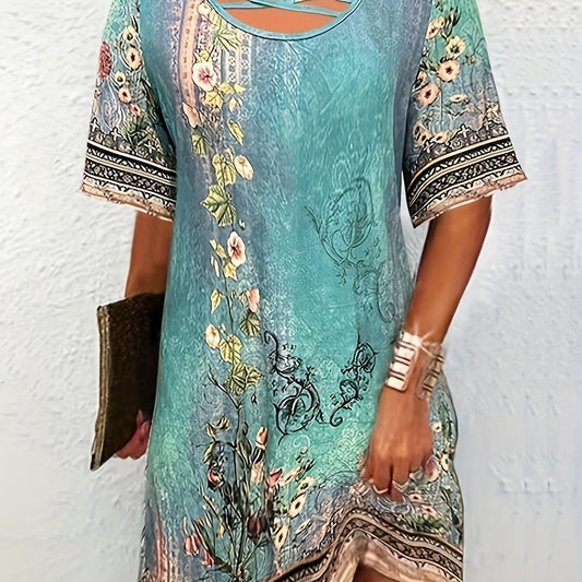  Criss Cross Round Neck Dress