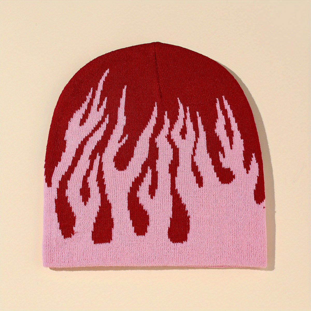 Y2K Flame Jacquard Hip Hop Knit Beanie Hat