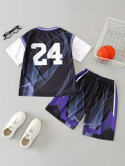 Boys City 24 Print Basketball Suits Summer Wear