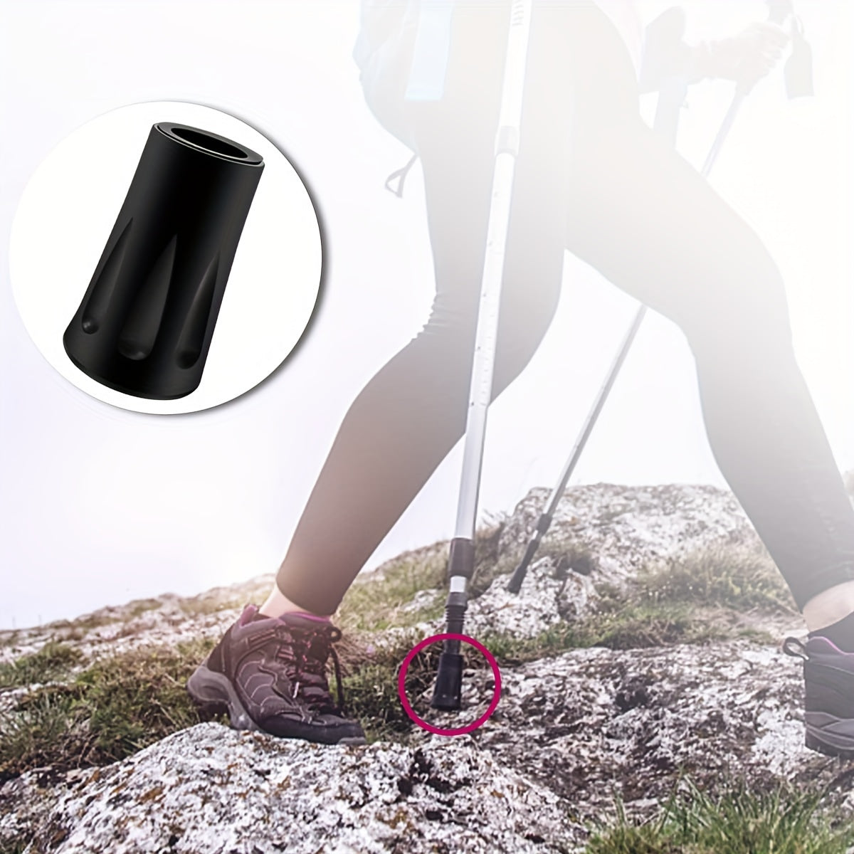8pcs Rubber Trekking Pole Tips for Hiking Walking Sticks