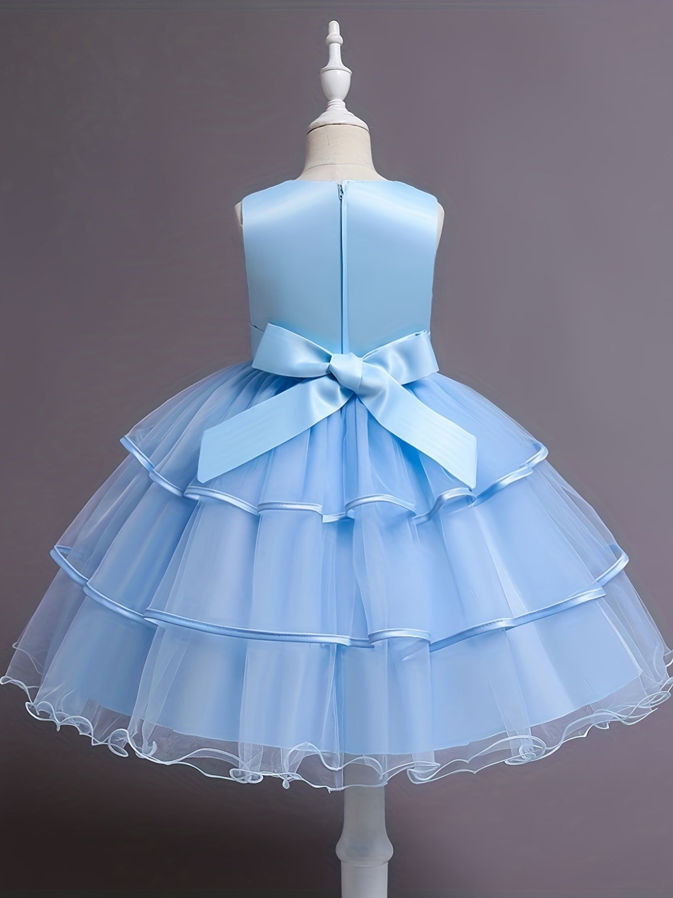 Princess Dress For Christmas Birthday & Evening Parties Sleeveless Flower Embroi