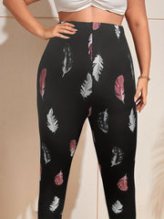 Women's Plus Feather Print High Rise Skinny Trousers