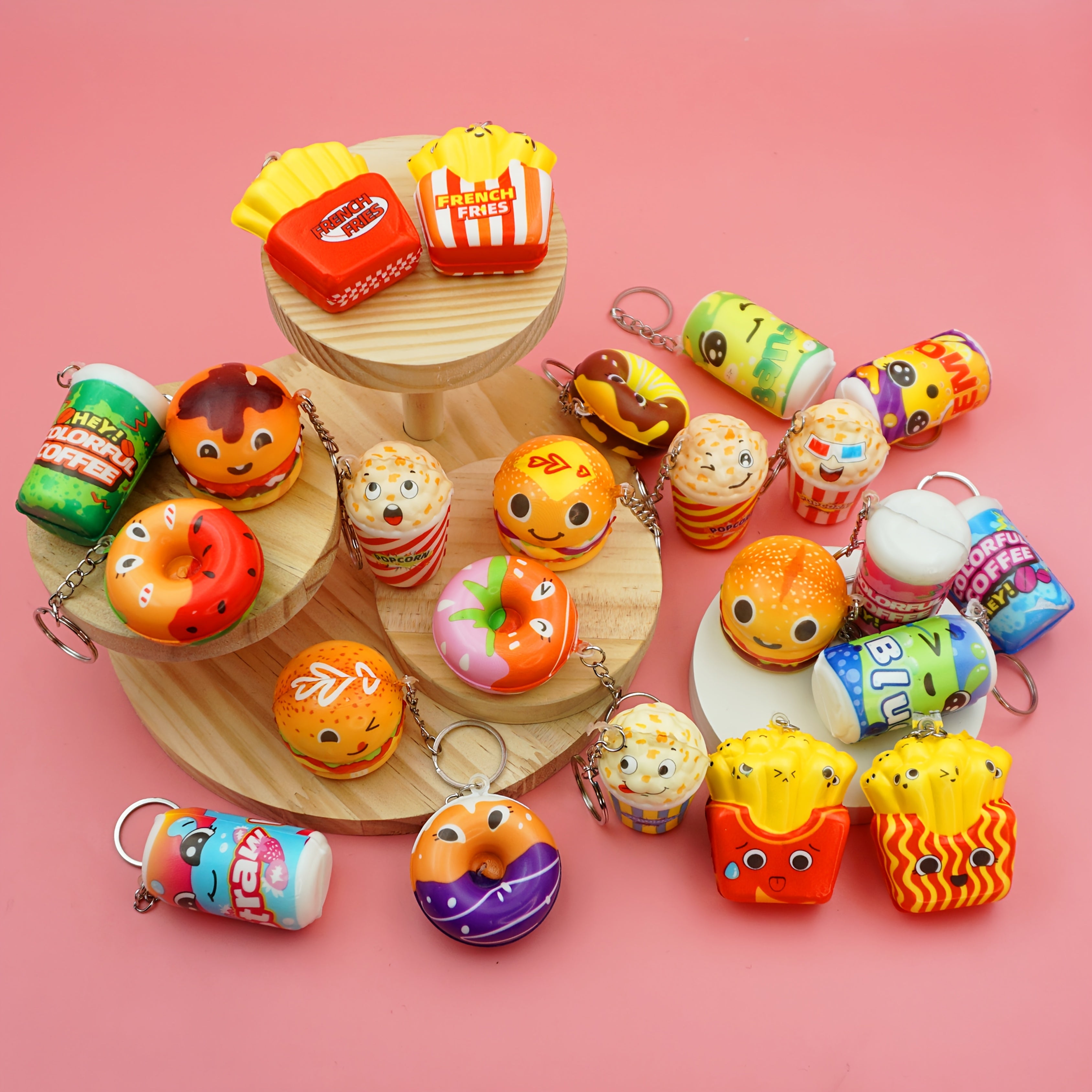Food Shaped Keychain Squishies Keychain Squeeze Toys Various Styles