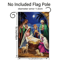 Jesus Nativity Scene Christmas Garden Flag Double Sided Winter Yard Flag