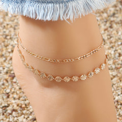 2 Pcs Sunflower Anklet Set Minimalist Foot Jewelry