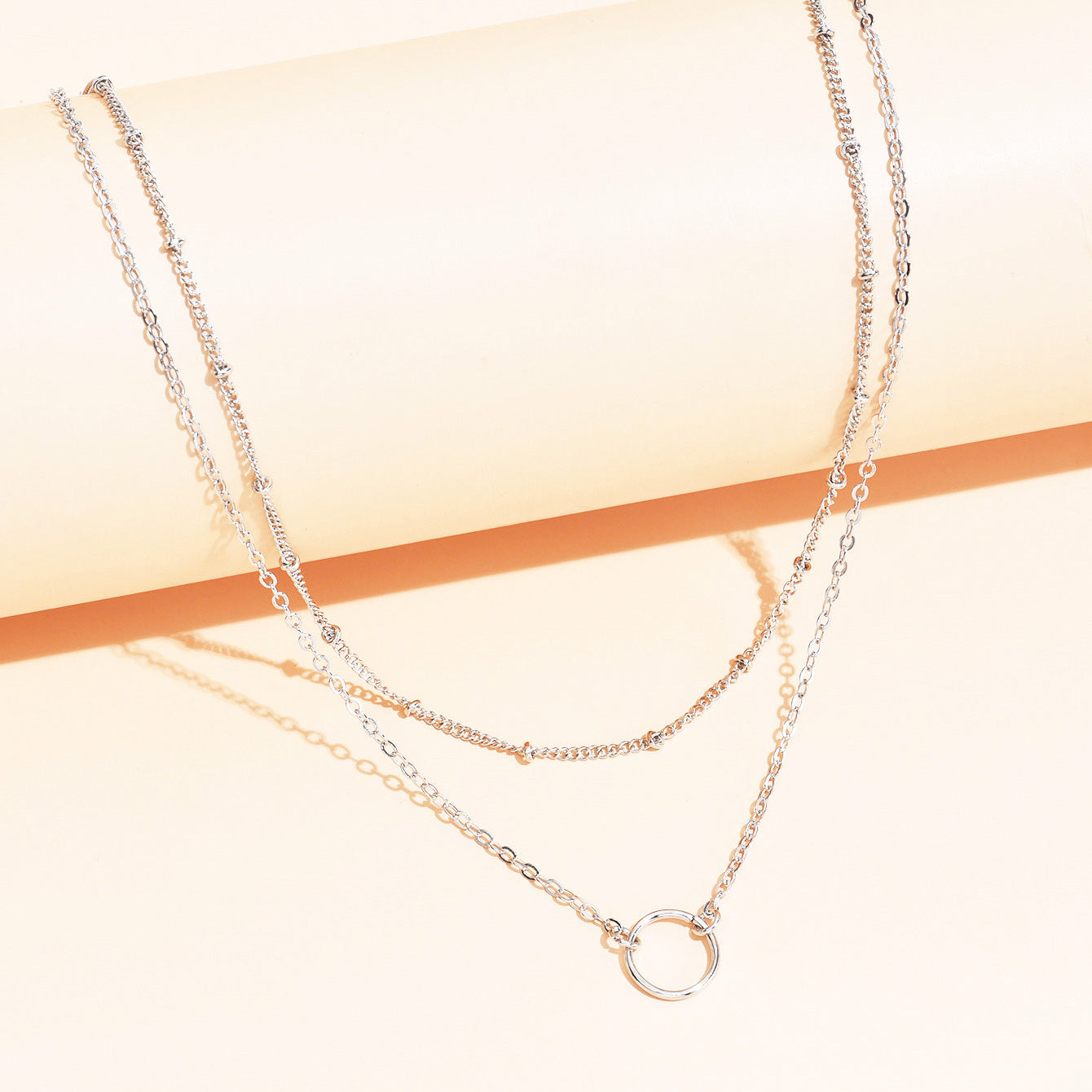 Dainty Chain Necklace for Women - Hollow Round Adjustable Neck Chain
