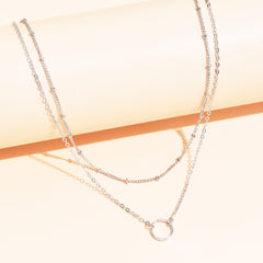 Dainty Chain Necklace for Women - Hollow Round Adjustable Neck Chain