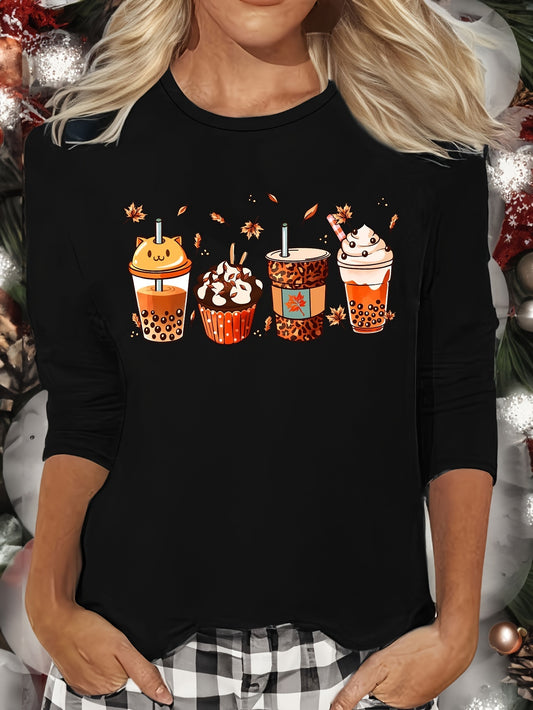 Cartoon Print Lounge Top Women's Sleepwear