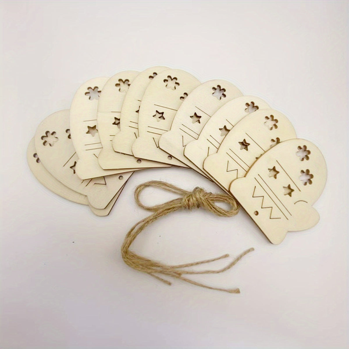 10pcs Christmas Gloves Wooden Decorations DIY Natural Wood Chips