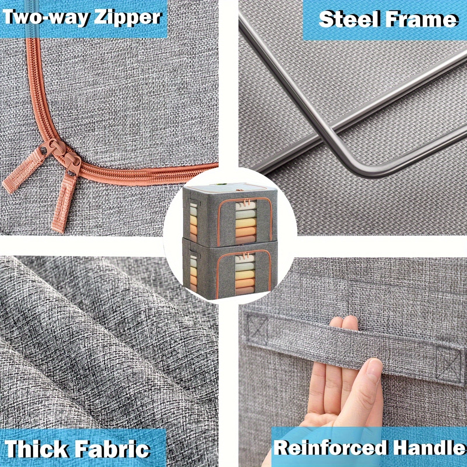 Large Capacity Clothes Storage Bags with Metal Frame