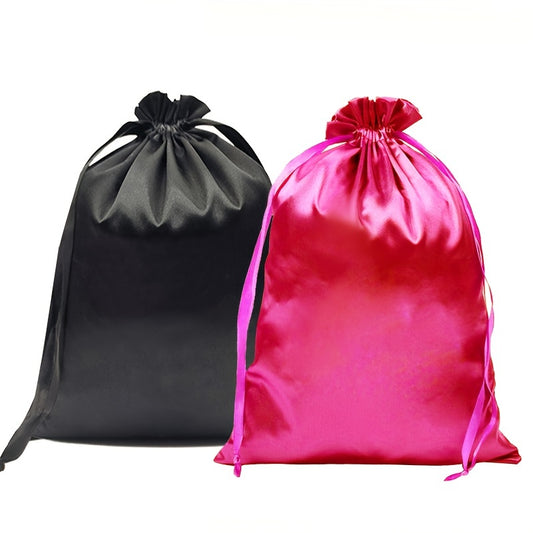 2pcs Satin Wig Bags Hair Storage Bags Drawstring Makeup Pouch