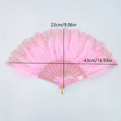 Pink Plush Folding Fan Dance Performance Photography Props