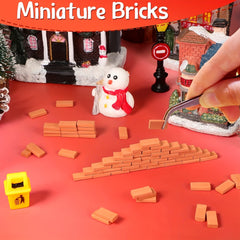 Realistic Brick Set with Red & Orange Blocks for Model Building
