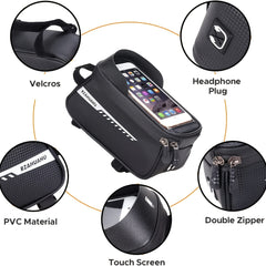 Waterproof Bike Front Frame Bag with Phone Holder Cycling Storage Accessory