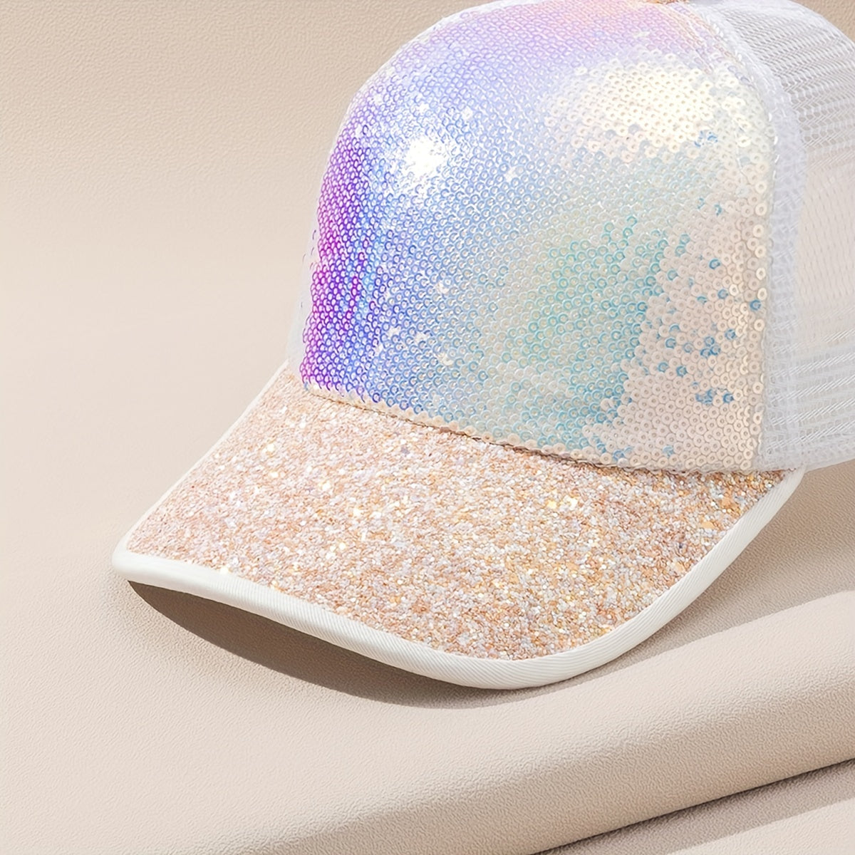 Sequin Mesh Trucker Hat Breathable Dad Hat For Women