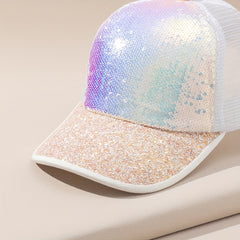 Sequin Mesh Trucker Hat Breathable Dad Hat For Women