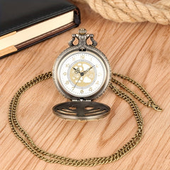 Vintage Hollow Skeleton Pocket Watch Large Dial Quartz Thin Chain Men