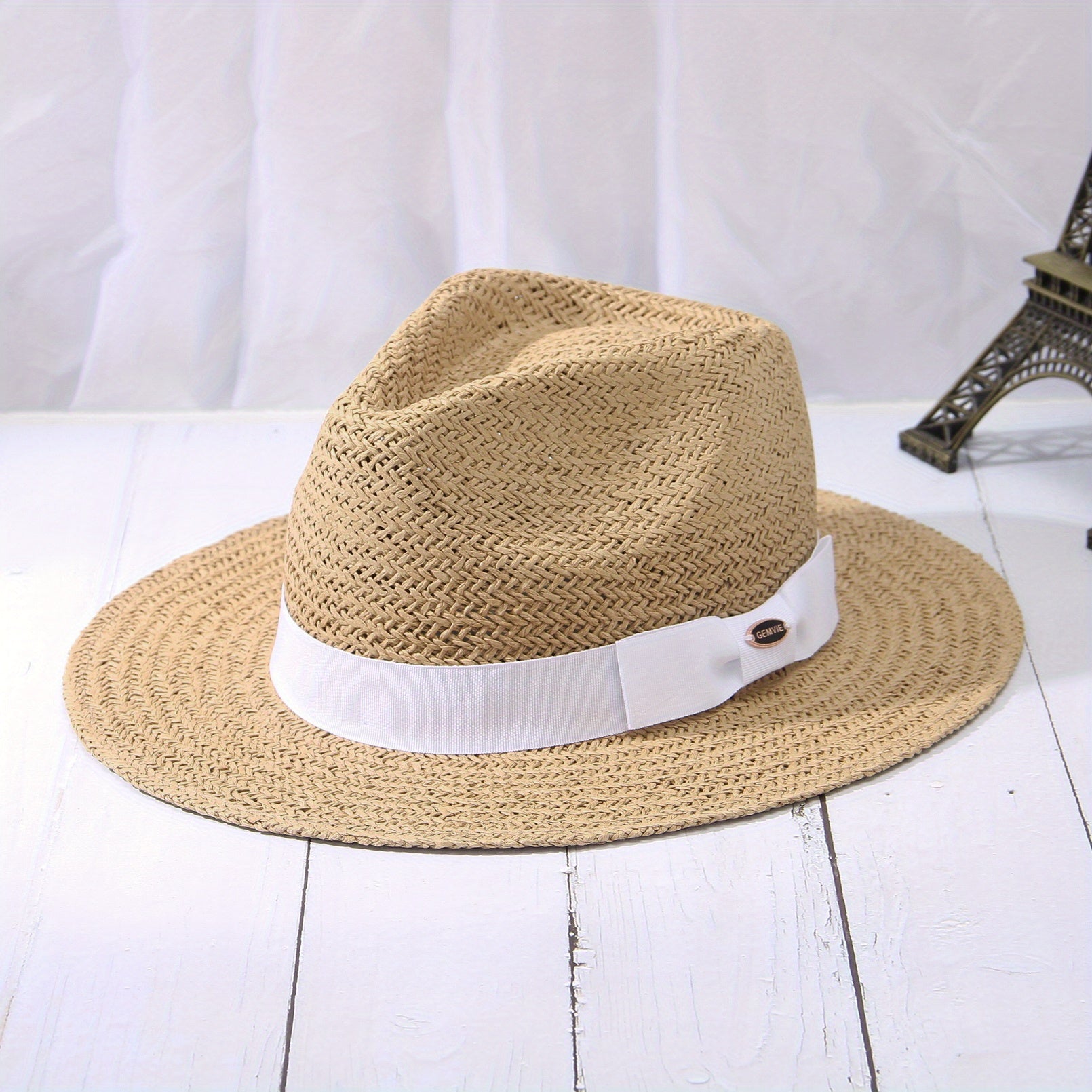 Wide Brim Paper Woven Sun Hat Adjustable Sweat Band