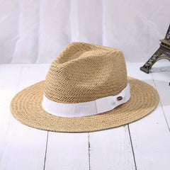 Wide Brim Paper Woven Sun Hat Adjustable Sweat Band