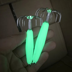5pcs Luminous Squid Jig Hooks Hard Bait Fluorescent Fishing Stainless Steel