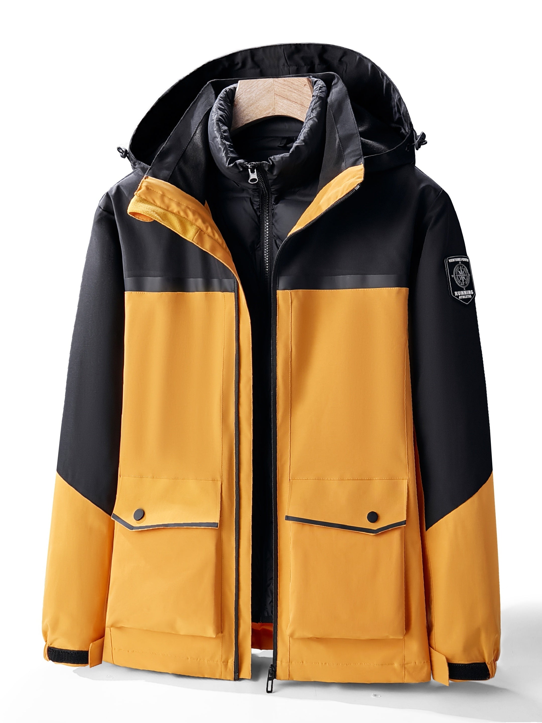 Unisex Ski Jacket with Detachable Fleece Coat Thermal Waterproof Windproof
