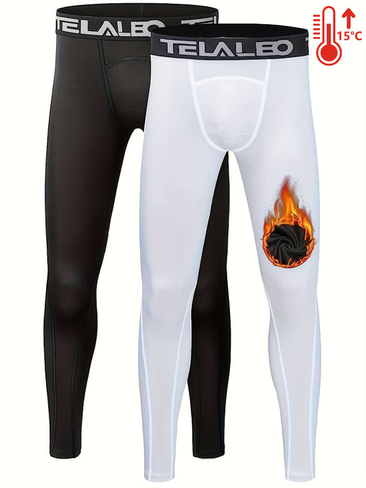 TELALEO Boy's Thermal Compression Leggings Fleece Lined Pants