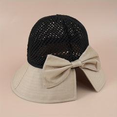 Bowknot Hollow Stitching Bucket Hat Sunscreen Beach Hat