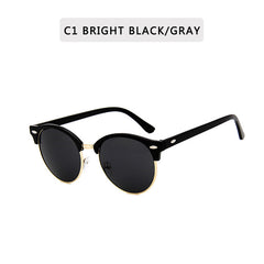 Half Rimless Metal Frame Sunglasses Classic Round Shades Eyeglasses