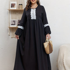  Abaya Dress Women's Plus Contrast Lace Maxi Dress