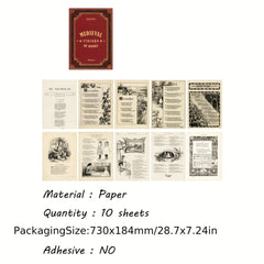 10pcs Retro Plant Cartoon Character English Phrase Paper