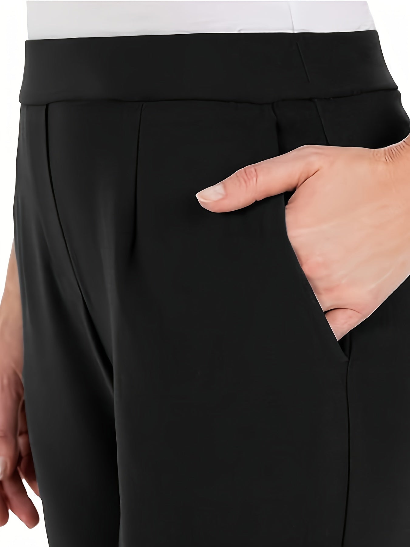  High Rise Straight Leg Pants with Pockets