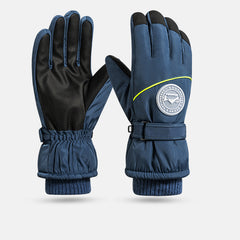 Men's Warm Ski Gloves Thickened Velvet Windproof Non slip Touch Screen Gloves